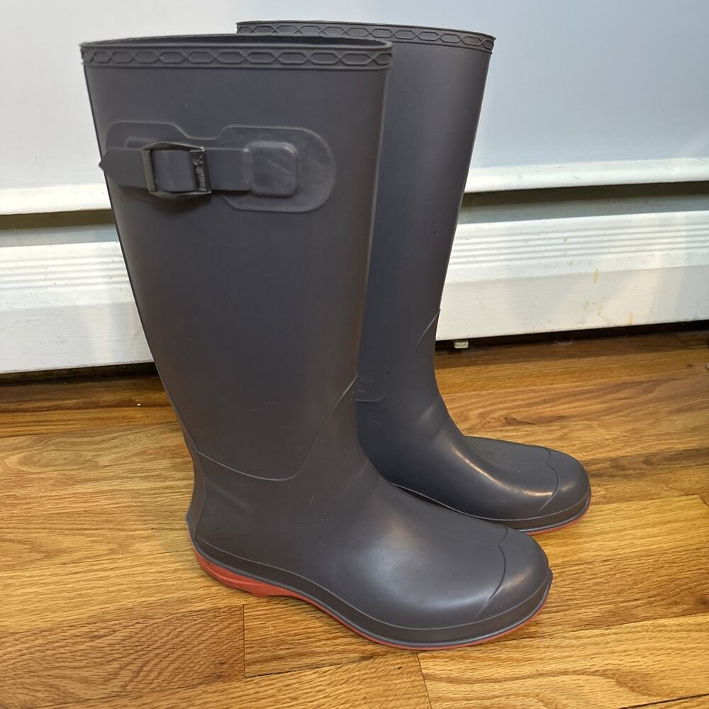 Kamik Women's Olivia Tall Black Rain Boots Gray Size 8M